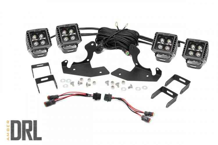 Fits Silverado 1500_2500HD_3500HD LED Light Fog 2_ Black Pairs x2 DRL 70762DRLA